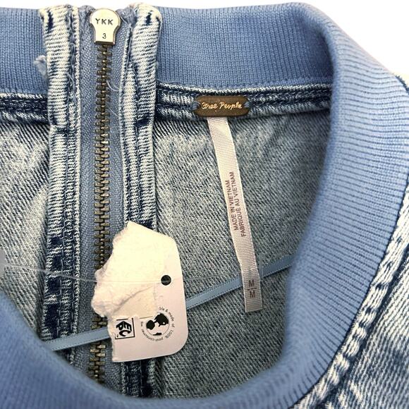 NWT Free People Harlow Mini Dress in Ocean Blue Size M - Picture 8 of 10